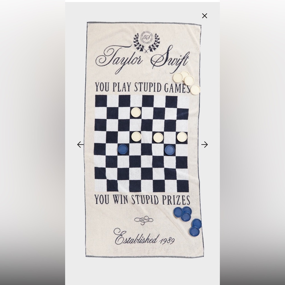 Taylor Swift Lover Checker Game Towel NEW Summer collection 2025